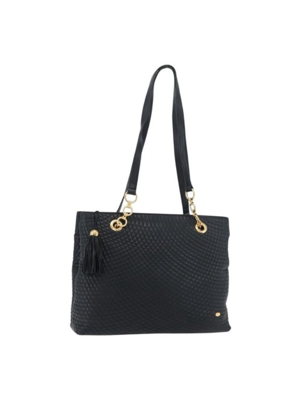 Authentic Bally BlackQuilted Tote with Gold Hardware and Tassel